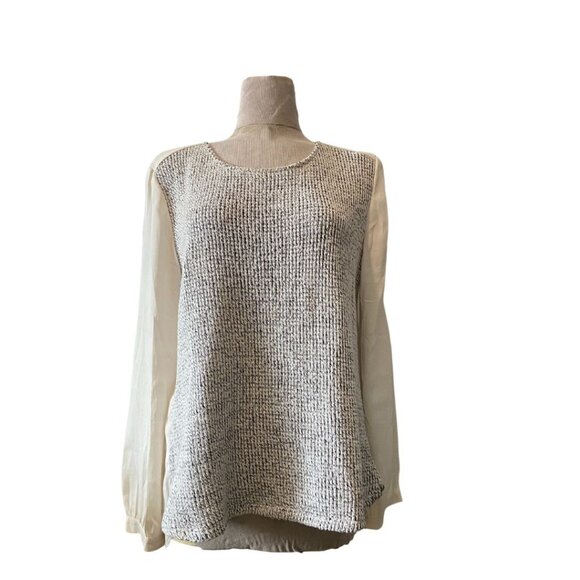 Ann Taylor Loft knit front silky back blouse sz Large - Picture 2 of 7